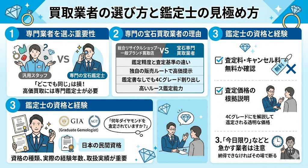 買取業者の選び方と鑑定士の見極め方